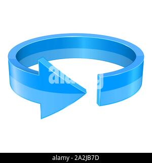 Blue 3d arrow. Horizontal circle Stock Vector