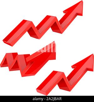 Red indication arrows. Up rising financial signs Stock Vector