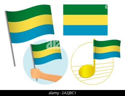 Gabon flag icon set. National flag of Gabon  illustration Stock Photo