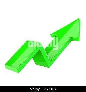 Green indication arrow. Up rising financial sign Stock Vector