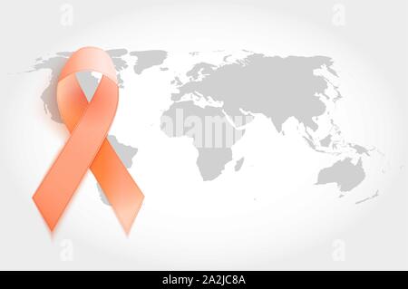 Orange Ribbon a Symbol of Leukemia. Vector Illustration Stock Vector