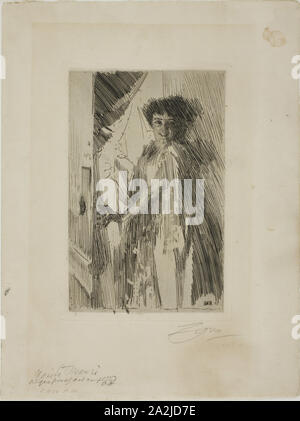 Rosita Mauri, 1889, Anders Zorn, Swedish, 1860-1920, Sweden, Etching on ivory laid paper, 222 x 143 mm (image), 237 x 158 mm (plate), 365 x 275 mm (sheet Stock Photo