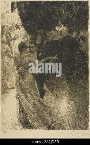 The Waltz, 1891, Anders Zorn, Swedish, 1860-1920, Sweden, Etching on cream wove paper, 320 x 218 mm (image), 340 x 230 mm (plate), 540 x 368 mm (sheet Stock Photo