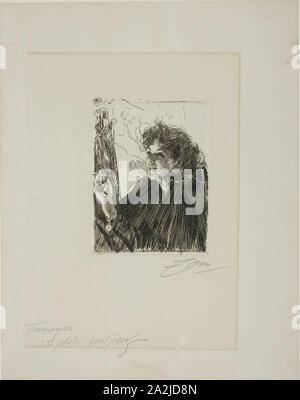 Girl with a Cigarette II, 1891, Anders Zorn, Swedish, 1860-1920, Sweden, Etching on ivory wove paper, 150 x 115 mm (image), 159 x 120 mm (plate), 378 x 298 mm (sheet), Custom House, plate one from the London Set, 1899, David Young Cameron, Scottish, 1865-1945, Scotland, Etching and drypoint on ivory laid paper, 177 x 267 mm (image/plate), 200 x 287 mm (sheet Stock Photo