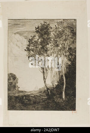 Souvenir of Italy, 1866, Jean-Baptiste-Camille Corot, French, 1796-1875, France, Etching on paper, 321 × 238 mm Stock Photo