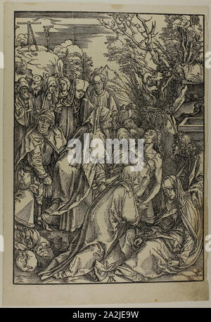 Deposition of Christ, from The Large Passion, c. 1496–97, published 1511, Albrecht Dürer, German, 1471-1528, Germany, Woodcut in black on cream laid paper, 391 x 278 mm (image), 433 x 301 mm (sheet Stock Photo