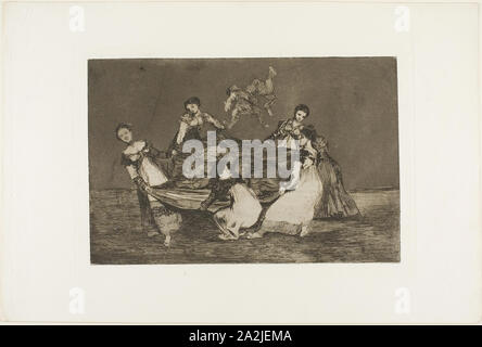 Heavier than a dead donkey, plate one from Los Proverbios, 1815/24, Francisco José de Goya y Lucientes, Spanish, 1746-1828, Spain, Etching and aquatint on ivory wove paper, 213 x 320 mm (image), 243 x 353 mm (plate), 332 x 497 mm (sheet Stock Photo