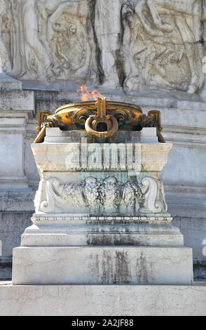 Eternal Flame at the Altare della Patria monument in Rome, Italy Stock Photo