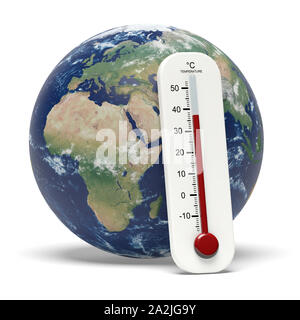 earth with thermometer global warming concept Stock Photo