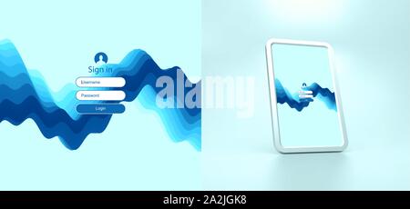 Login user interface. Modern screen design for mobile app and web design. Gradient background. Website element. Vector illustration. Stock Vector