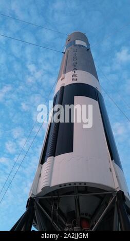 KENNEDY SPACE CENTER, FLORIDA, USA - Rocket Garden view Merritt Island at evening. Stock Photo