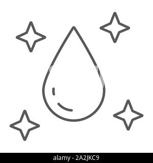 Purity thin line icon, laundry and clear, water drop sign, vector graphics, a linear pattern on a white background. Stock Vector