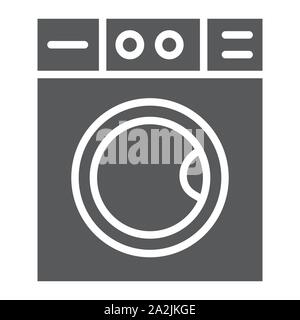 Washing machine glyph icon, laundry and housekeeping, washer sign, vector graphics, a solid pattern on a white background. Stock Vector