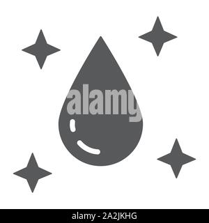 Purity glyph icon, laundry and clear, water drop sign, vector graphics, a solid pattern on a white background. Stock Vector