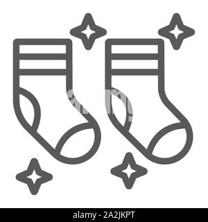 Clean socks line icon, laundry and wardrobe, tidy socks sign, vector graphics, a linear pattern on a white background. Stock Vector