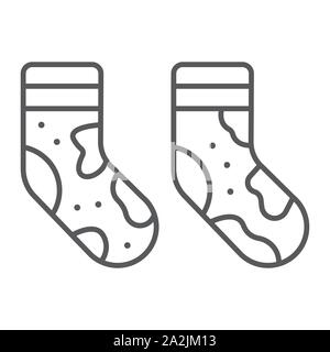 Baby Socks Line Icon Isolated on White Background. Stock Vector