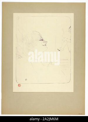 Pessima, plate three from Yvette Guilbert, 1898, printed 1930, Henri de Toulouse-Lautrec (French, 1864-1901), printed by Westminster Press (English, 20th century), published by the Ernest Brown & Phillips (English, 20th century), France, Lithograph (crayon) in purple or violet on cream wove paper hinged at top corners to gray-brown wove paper, 297 × 242 mm (image), 349 × 268 mm (primary support), 497 × 371 mm (secondary support Stock Photo