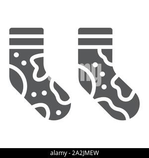 Dirty socks glyph icon, laundry and wardrobe, smelly socks sign, vector graphics, a solid pattern on a white background. Stock Vector
