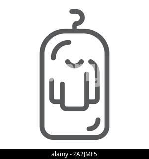 Clothes cover line icon, apparel and suit, storage for clothing sign, vector graphics, a linear pattern on a white background. Stock Vector