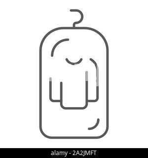 Clothes cover thin line icon, apparel and suit, storage for clothing sign, vector graphics, a linear pattern on a white background. Stock Vector