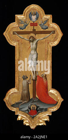 Processional Cross with Saint Mary Magdalene and a Blessed Hermit, 1392/95, Lorenzo Monaco, Italian, 1370/75–1425, Italy, Tempera on panel, Panel (Including Frame): 57.3 × 28 cm (22 1/2 × 11 1/16 in.), Painted Surface: 51 × 23.3 cm (20 1/8 × 9 3/16 in.), Widest Point at Center: 13.2 cm (5 3/16 in Stock Photo