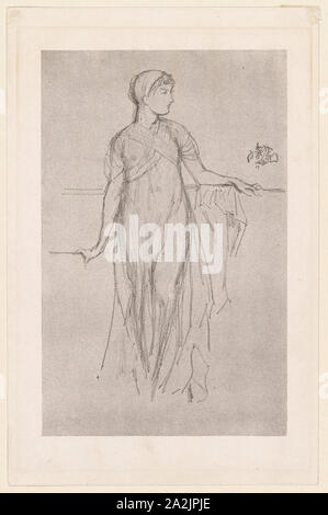 Study, 1879, James McNeill Whistler, American, 1834-1903, United States, Lithograph, in black ink, on a prepared half-tint ground, with scraping, on ivory plate paper, 260 x 165 mm (image), 322 x 210 mm (sheet