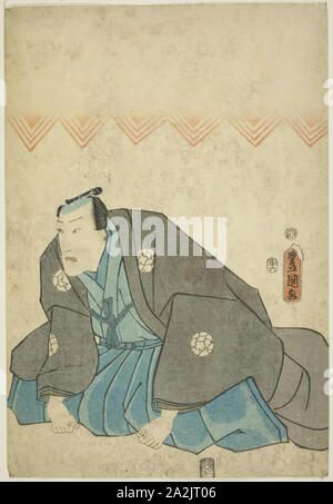 Memorial Portrait of the Actor Ichikawa Danjuro VIII, 1854, Utagawa Kunisada I (Toyokuni III), Japanese, 1786-1864, Japan, Color woodblock print, oban Stock Photo