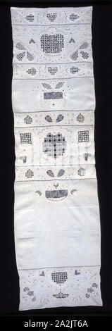Sampler, 1847, Denmark, Denmark, Cotton, plain weave, embroidered, 38.8 × 142.3 cm (15 1/4 × 56 in Stock Photo