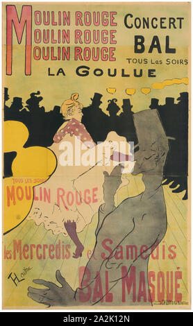Moulin Rouge, La Goulue, 1891, Henri de Toulouse-Lautrec, French, 1864-1901, France, Color lithograph on tan wove paper, 1,890 × 1,157 (image), 1,910 × 1,170 mm (sheet, sight Stock Photo