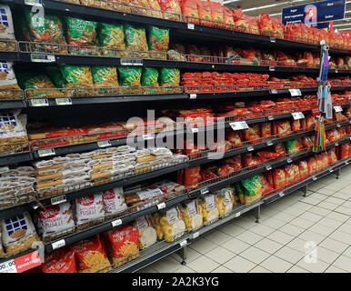 Pasta aisle in a Pick n Pay supermarket, South Africa Stock Photo