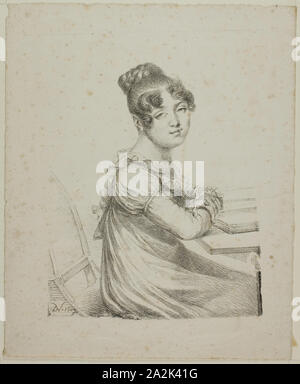 Portrait of Countess Mollien, 1816, Dominique-Vivant Denon, French, 1747-1825, France, Lithograph in black on ivory wove paper, 180 × 150 mm (image), 246 × 202 mm (sheet Stock Photo