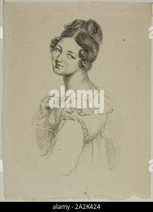 Portrait of Madame Giacomelli, 1817–20, Dominique-Vivant Denon, French, 1747-1825, France, Lithograph in black on buff laid paper, 179 × 110 mm (image), 226 × 171 mm (sheet Stock Photo