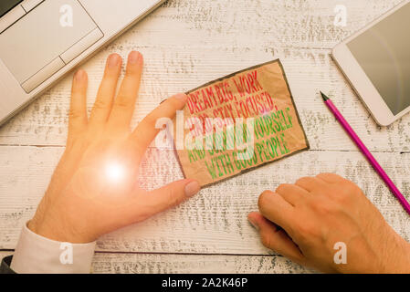 Handwriting text Dream Big Work Hard Stay Focused. Conceptual photo Dream Big Work Hard Stay Focused And Surround Yourself With Good People Stock Photo