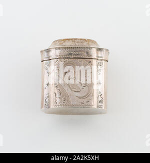 Sponge Box, 1855, Probably Cornelis van Gelderen Pz., Dutch, active c. 1840-c. 1874, Probably Schoonhoven, Netherlands, Netherlands, Silver, 4.5 x 3.8 cm (1 3/4 x 1 1/2 in Stock Photo