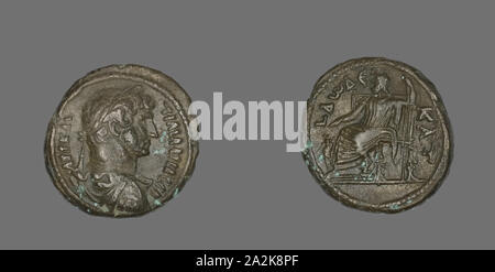 Tetradrachm (Coin) Portraying Emperor Hadrian, AD 117/138, Roman, minted in Alexandria, Egypt, Egypt, Billon, Diam. 2.6 cm, 12.76 g Stock Photo