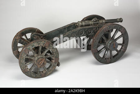 Model of a Bronze Field Cannon, late 17th century, possibly late 18th century, Austrian, Austria, Bronze, iron, and wood, Length of barrel: 70.8 cm (27 7/8 in Stock Photo