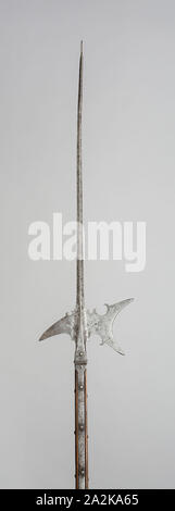 Halberd, 1575, German, Germany, Steel, iron, and wood (oak), L. 213.4 cm (84 in Stock Photo