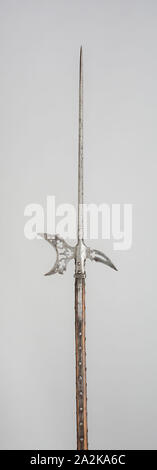 Halberd, 1575, German, Germany, Steel and wood (oak), Blade L. 64.2 cm (25 1/4 in Stock Photo