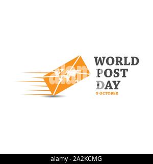 9 october world post day vector design image. world post day with mail and world map image vector Stock Vector