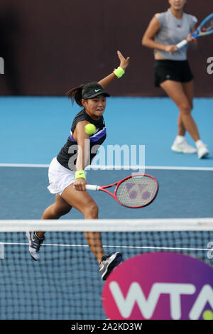 Chinese professional tennis players Peng Shuai and Wang Yafan compete against Australian professional tennis players Monique Adamczak and Chinese professional tennis players Han Xinyue at the first round of 2019 China Open (Tennis) in Beijing, China, 1 October 2019. Chinese professional tennis players Peng Shuai and Wang Yafan defeated Australian professional tennis players Monique Adamczak and Chinese professional tennis players Han Xinyue with 2-0 at the first round of 2019 China Open (Tennis) in Beijing, China, 1 October 2019. Stock Photo