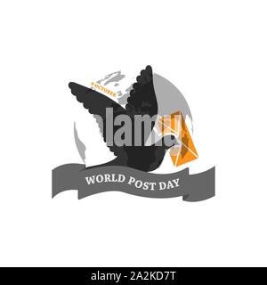 9 october world post day vector design image. world post day with post bird holding mail image vector Stock Vector