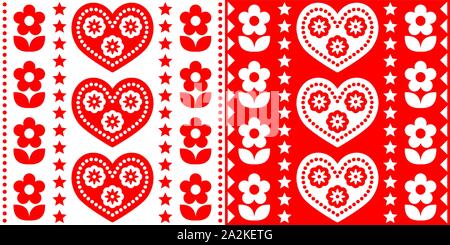 Cute repetitive Nordic Christmas folk art vector seamless pattern ...