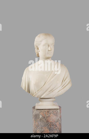 Mrs. Potter Palmer, 1871, Hiram Powers, American, 1805–1873, United States, Carrera marble, 69.5 × 48.9 × 29.5 cm (27 3/8 × 19 1/4 × 11 5/8 in Stock Photo