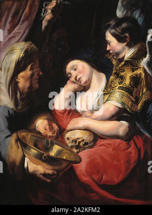 The Temptation of the Magdalene, c. 1616/17, Jacob Jordaens, Flemish, 1593-1678, Flanders, Oil on panel, 49 11/16 × 38 1/4 in. (126.2 × 96.8 cm Stock Photo
