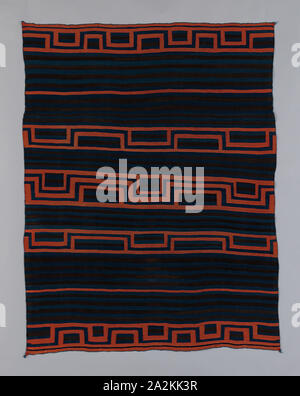 Moqui-Style Sarape, c. 1870, Navajo (Diné), Northern New Mexico or Arizona, United States, Northern Mexico, Wool, single interlocking tapestry weave, two selvages present, 174 x 132.2 cm (68 1/2 x 52 in Stock Photo