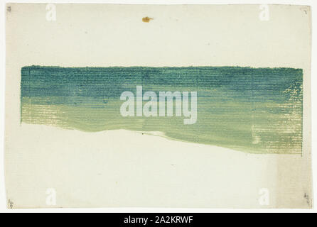 The Sea at Bognor, 1895, Theodore Roussel, French, worked in England, 1847-1926, France, Monotype in two tones of greenish blue ink on ivory laid paper, 43 × 140 mm (image), 101 × 150 mm (sheet, plate mark only partially visible Stock Photo