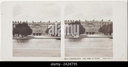 Hampton Court, East Front of Palace, 1860s, Hampton Court, Albumen print, stereo, 7.9 x 7.7 cm (image), 8.8 x 17.6 cm (card Stock Photo