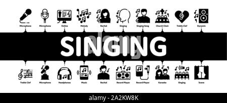 Singing Song Minimal Infographic Banner Vector Stock Vector