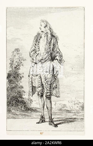 Jean-Antoine Watteau (French, 1684 - 1721). Standing Man, Leaning on ...