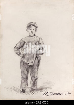 Boy in the Country, 1857, Claude Monet, French, 1840–1926, France, Graphite, with touches of erasing, on cream wove paper, 307 × 230 mm Stock Photo